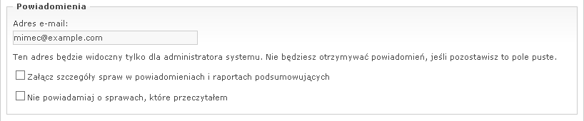 Ustawienia powiadomień