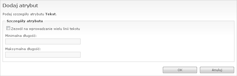 Szczegóły atrybutu tekstowego
