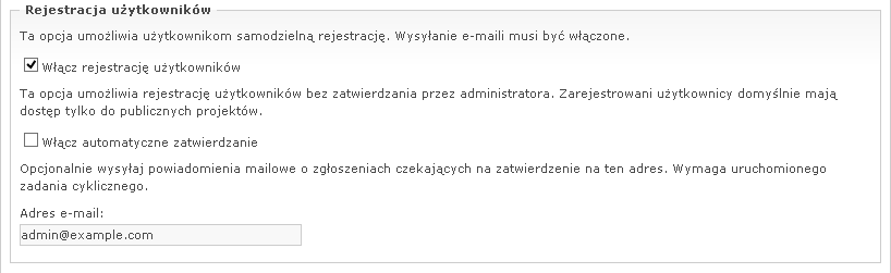 Rejestracja użytkowników
